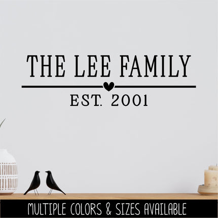 Custom Family Name Heart Decal - Custom Name Est Year Sign Personalized Last Name Sticker Customize Name Established Year Sticker Surname