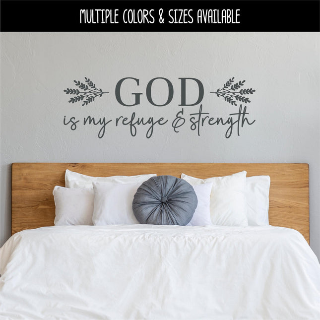 God Is My Refuge And Strength Decal, Psalm 46:1 Bible Decal, Christian Decal, Christian Sticker, Door Decal, Wall Sign, Inspirational Mural