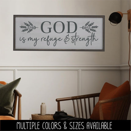 God Is My Refuge And Strength Decal, Psalm 46:1 Bible Decal, Christian Decal, Christian Sticker, Door Decal, Wall Sign, Inspirational Mural