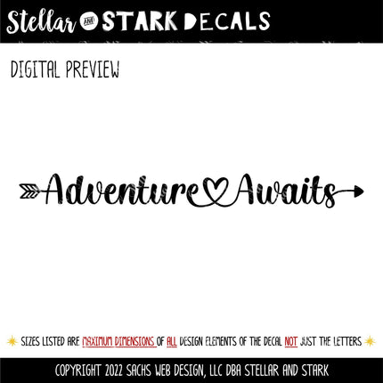Adventure Awaits Decal Vinyl Sticker, Camper Sticker RV Car Tent Outdoor Lover Camping Gift Decor Nature Adventure Art Travel Outside Love