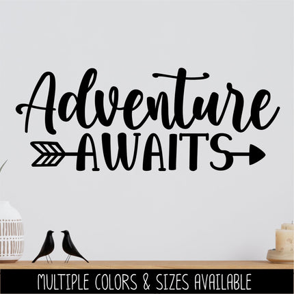 Adventure Awaits Decal Vinyl Sticker, Door Round Camper Sticker RV Car Tent Outdoor Lover Camping Gift Decor Nature Adventure Travel Outside