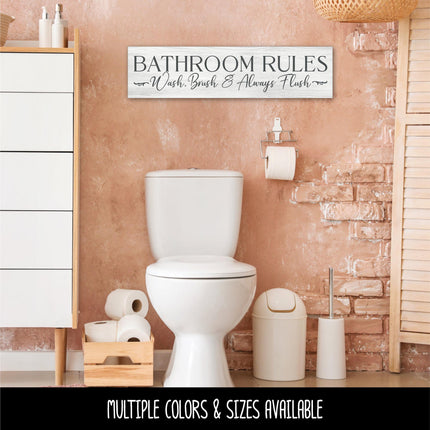 Bathroom Rules Decal, Wash, Brush, Floss & Flush Decal, Bathroom Rules Sticker, Bathroom Decor, Washroom Sign, Powder Room Wall, Loo, Closet