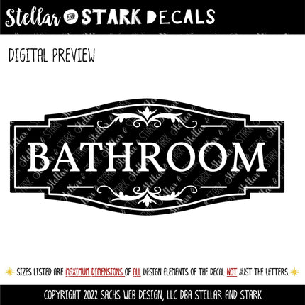 Traditional Bathroom Decal - Bathroom Sticker - Bathroom Door Decal - Bathroom Wall Decal - Washroom Decal - Powder Room Decal - Loo Sign