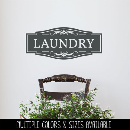Traditional Laundry Decal - Laundry Sticker - Laundry Door Decal - Laundry Wall Decal - Wash Dry Decal - Antique Laundry Door Sign - Decor