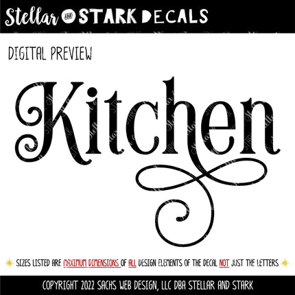Ornamental Kitchen Vinyl Decal - Kitchen Sticker - Kitchen Wall Decal - Kitchen Wall Sticker - Kitchen Door Decal - Kitchen Decor - Sign