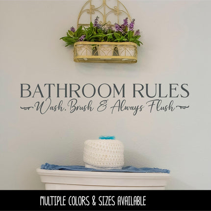 Bathroom Rules Decal, Wash, Brush, Floss & Flush Decal, Bathroom Rules Sticker, Bathroom Decor, Washroom Sign, Powder Room Wall, Loo, Closet