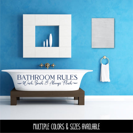 Bathroom Rules Decal, Wash, Brush, Floss & Flush Decal, Bathroom Rules Sticker, Bathroom Decor, Washroom Sign, Powder Room Wall, Loo, Closet