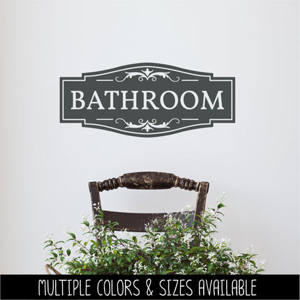 Traditional Bathroom Decal - Bathroom Sticker - Bathroom Door Decal - Bathroom Wall Decal - Washroom Decal - Powder Room Decal - Loo Sign