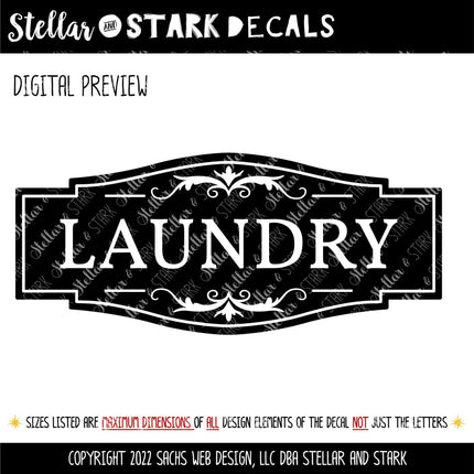 Traditional Laundry Decal - Laundry Sticker - Laundry Door Decal - Laundry Wall Decal - Wash Dry Decal - Antique Laundry Door Sign - Decor