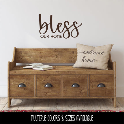 Bless Our Home Vinyl Decal, Bless Our Home Sticker, Welcome Door Sign, Welcome Door Sticker, Christian Door Round Sticker, Wall Sign