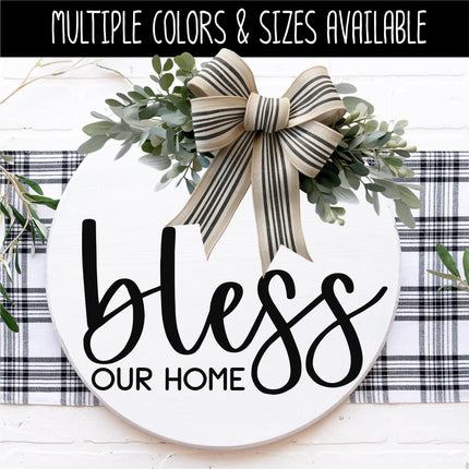 Bless Our Home Vinyl Decal, Bless Our Home Sticker, Welcome Door Sign, Welcome Door Sticker, Christian Door Round Sticker, Wall Sign
