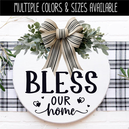 Bless Our Home Vinyl Decal, Welcome Sticker, Funny Welcome Door Sign, Welcome Door Sticker, Welcome Door Round Sticker, Wall Sign, Hearts