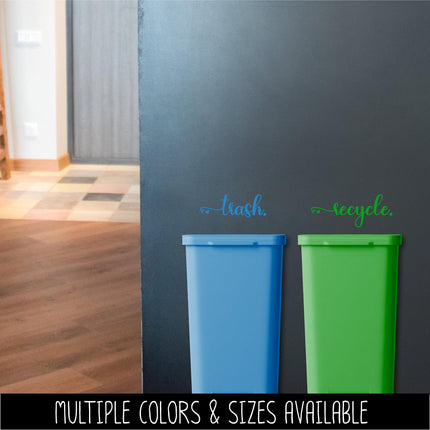 Trash & Recycle Vinyl Decal Set - Container Label, Waste Station Sign, Garbage Can Sticker, Recycling Bin Notice, Kitchen Organization Decor