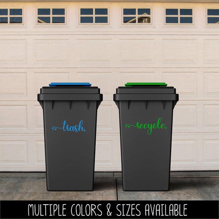 Trash & Recycle Vinyl Decal Set - Container Label, Waste Station Sign, Garbage Can Sticker, Recycling Bin Notice, Kitchen Organization Decor