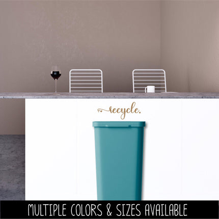 Recycle Vinyl Decal - Container Label, Waste Station Sign, Garbage Can Sticker, Recycling Bin Notice, Kitchen Organization Home Decor