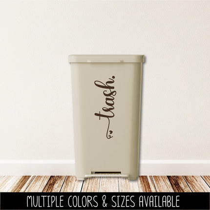Trash Vinyl Decal - Container Label, Waste Station Sign, Garbage Can Sticker, Recycling Bin Notice, Kitchen Organization Home Decor
