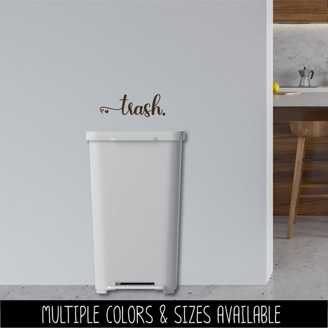 Trash Vinyl Decal - Container Label, Waste Station Sign, Garbage Can Sticker, Recycling Bin Notice, Kitchen Organization Home Decor