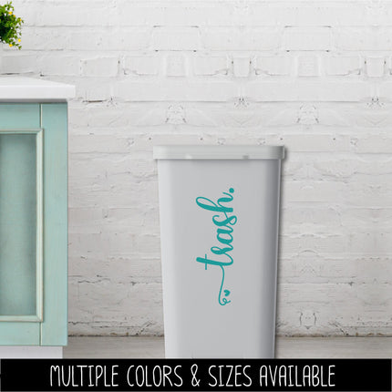 Trash Vinyl Decal - Container Label, Waste Station Sign, Garbage Can Sticker, Recycling Bin Notice, Kitchen Organization Home Decor
