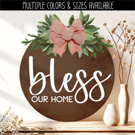 Bless Our Home Vinyl Decal, Bless Our Home Sticker, Welcome Door Sign, Welcome Door Sticker, Christian Door Round Sticker, Wall Sign
