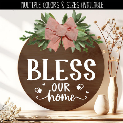 Bless Our Home Vinyl Decal, Welcome Sticker, Funny Welcome Door Sign, Welcome Door Sticker, Welcome Door Round Sticker, Wall Sign, Hearts