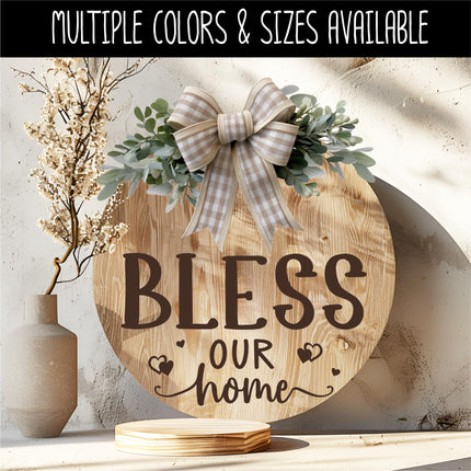 Bless Our Home Vinyl Decal, Welcome Sticker, Funny Welcome Door Sign, Welcome Door Sticker, Welcome Door Round Sticker, Wall Sign, Hearts