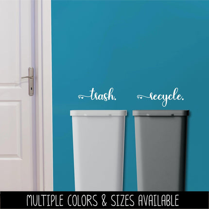 Trash & Recycle Vinyl Decal Set - Container Label, Waste Station Sign, Garbage Can Sticker, Recycling Bin Notice, Kitchen Organization Decor