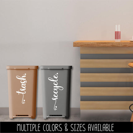 Trash & Recycle Vinyl Decal Set - Container Label, Waste Station Sign, Garbage Can Sticker, Recycling Bin Notice, Kitchen Organization Decor