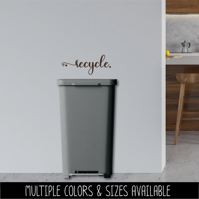 Recycle Vinyl Decal - Container Label, Waste Station Sign, Garbage Can Sticker, Recycling Bin Notice, Kitchen Organization Home Decor