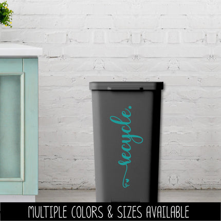 Recycle Vinyl Decal - Container Label, Waste Station Sign, Garbage Can Sticker, Recycling Bin Notice, Kitchen Organization Home Decor