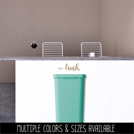 Trash Vinyl Decal - Container Label, Waste Station Sign, Garbage Can Sticker, Recycling Bin Notice, Kitchen Organization Home Decor