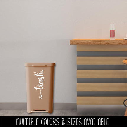 Trash Vinyl Decal - Container Label, Waste Station Sign, Garbage Can Sticker, Recycling Bin Notice, Kitchen Organization Home Decor