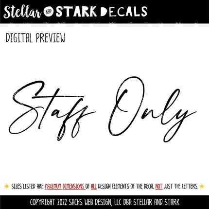 Modern Staff Only Vinyl Decal, Office Door Sign, Business Entrance Sticker, Employee Access Only Door Label, Employee Entrance Notice