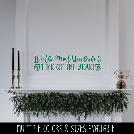 It's the Most Wonderful Time of the Year Vinyl Decal - Merry Christmas Sticker -Holiday Door Decal - Xmas Wall Decal - New Year Sign
