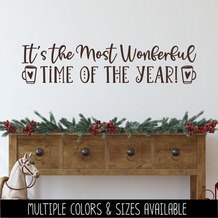 It's the Most Wonderful Time of the Year Vinyl Decal - Merry Christmas Sticker -Holiday Door Decal - Xmas Wall Decal - New Year Sign
