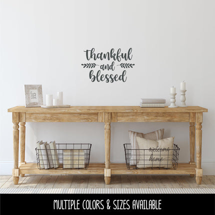 Thankful and Blessed Vinyl Decal, Thankful and Blessed Sticker, Fall Decor, Happy Thanksgiving Sign, Door Round Decal, Autumn Inspirational