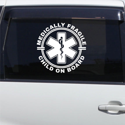 Medically Fragile Child On Board Badge Decal - Disabled Sticker - Handicap Car Decal - Medical Alert Sign - Medically Fragile Bumper Sticker