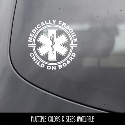 Medically Fragile Child On Board Badge Decal - Disabled Sticker - Handicap Car Decal - Medical Alert Sign - Medically Fragile Bumper Sticker