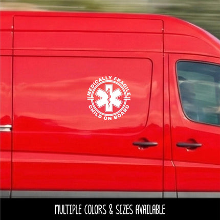 Medically Fragile Child On Board Badge Decal - Disabled Sticker - Handicap Car Decal - Medical Alert Sign - Medically Fragile Bumper Sticker