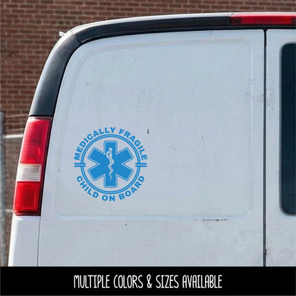 Medically Fragile Child On Board Badge Decal - Disabled Sticker - Handicap Car Decal - Medical Alert Sign - Medically Fragile Bumper Sticker