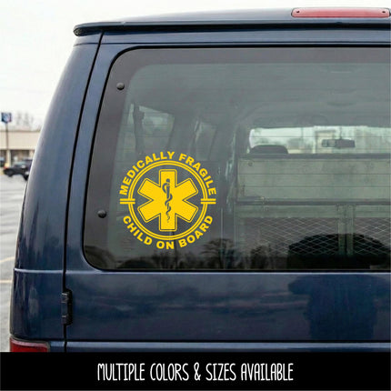 Medically Fragile Child On Board Badge Decal - Disabled Sticker - Handicap Car Decal - Medical Alert Sign - Medically Fragile Bumper Sticker