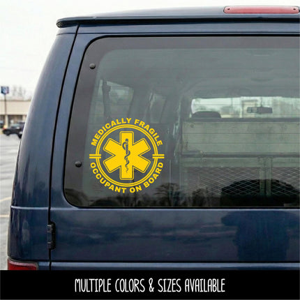 Medically Fragile Occupant On Board Badge Decal, Disabled Sticker, Handicap Car, Medical Alert Sign, Medically Fragile Adult Bumper Sticker