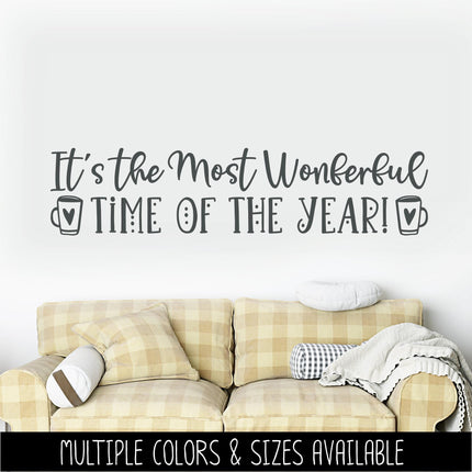 It's the Most Wonderful Time of the Year Vinyl Decal - Merry Christmas Sticker -Holiday Door Decal - Xmas Wall Decal - New Year Sign