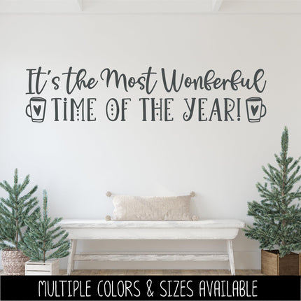 It's the Most Wonderful Time of the Year Vinyl Decal - Merry Christmas Sticker -Holiday Door Decal - Xmas Wall Decal - New Year Sign