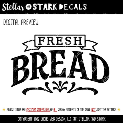 Fresh Bread Decal - Fresh Bread Sticker - Kitchen Decal - Kitchen Sticker - Bread Drawer Decal - Baker Gift - Bread Box Sign - Bakery Decor