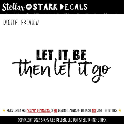 Let It Be Then Let It Go Decal, Let Go and Let God Sticker, Inspirational Saying, Bible Verse, Motivational Sign, Wall Mural, Give It To God