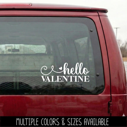 Hello Valentine Vinyl Decal, Hello Valentine Sticker, Happy Valentine Wall Mural, Love Decor, Valentine Gift, Cute Seasonal Sign, Door Art