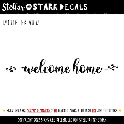 Welcome Home with Scroll Vine Vinyl Decal - Welcome Home Sticker - Welcome Home Door Sign - Welcome Home Wall Mural - Welcome Window Decor