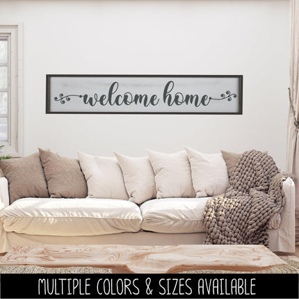 Welcome Home with Scroll Vine Vinyl Decal - Welcome Home Sticker - Welcome Home Door Sign - Welcome Home Wall Mural - Welcome Window Decor