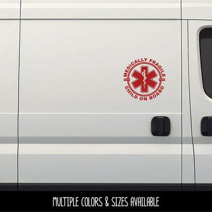 Medically Fragile Child On Board Badge Decal - Disabled Sticker - Handicap Car Decal - Medical Alert Sign - Medically Fragile Bumper Sticker