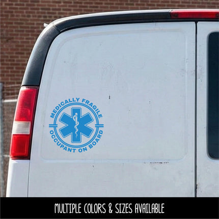 Medically Fragile Occupant On Board Badge Decal, Disabled Sticker, Handicap Car, Medical Alert Sign, Medically Fragile Adult Bumper Sticker